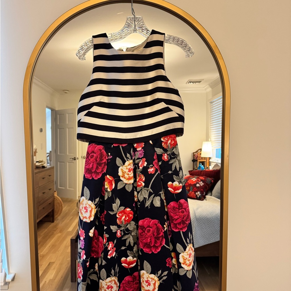 Anthropologie Floral and Stripe cocktail dress